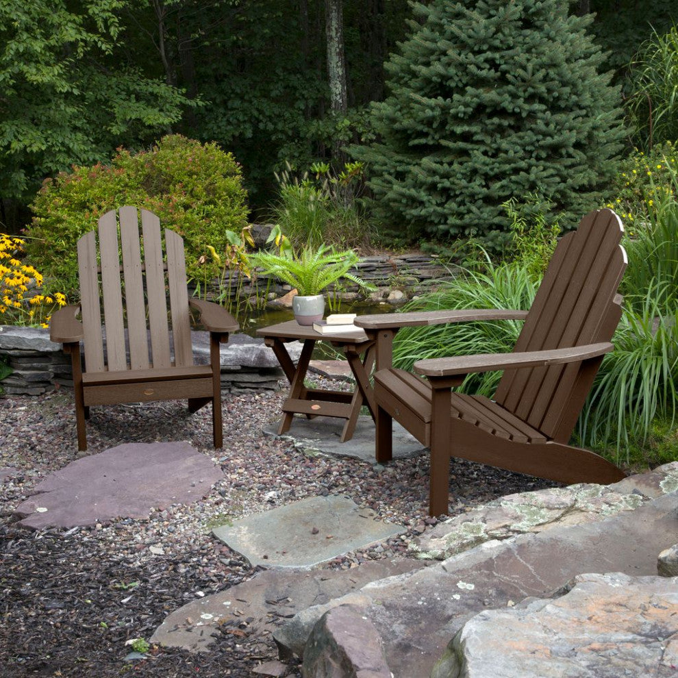 Westport 3-Piece Adirondack Chair and Side Table Set, Weathered Acorn