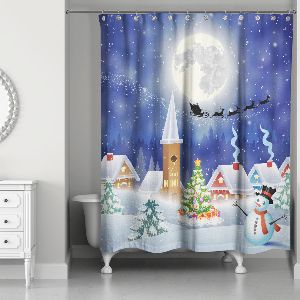 Snowy Winter Scene 71x74 Shower Curtain