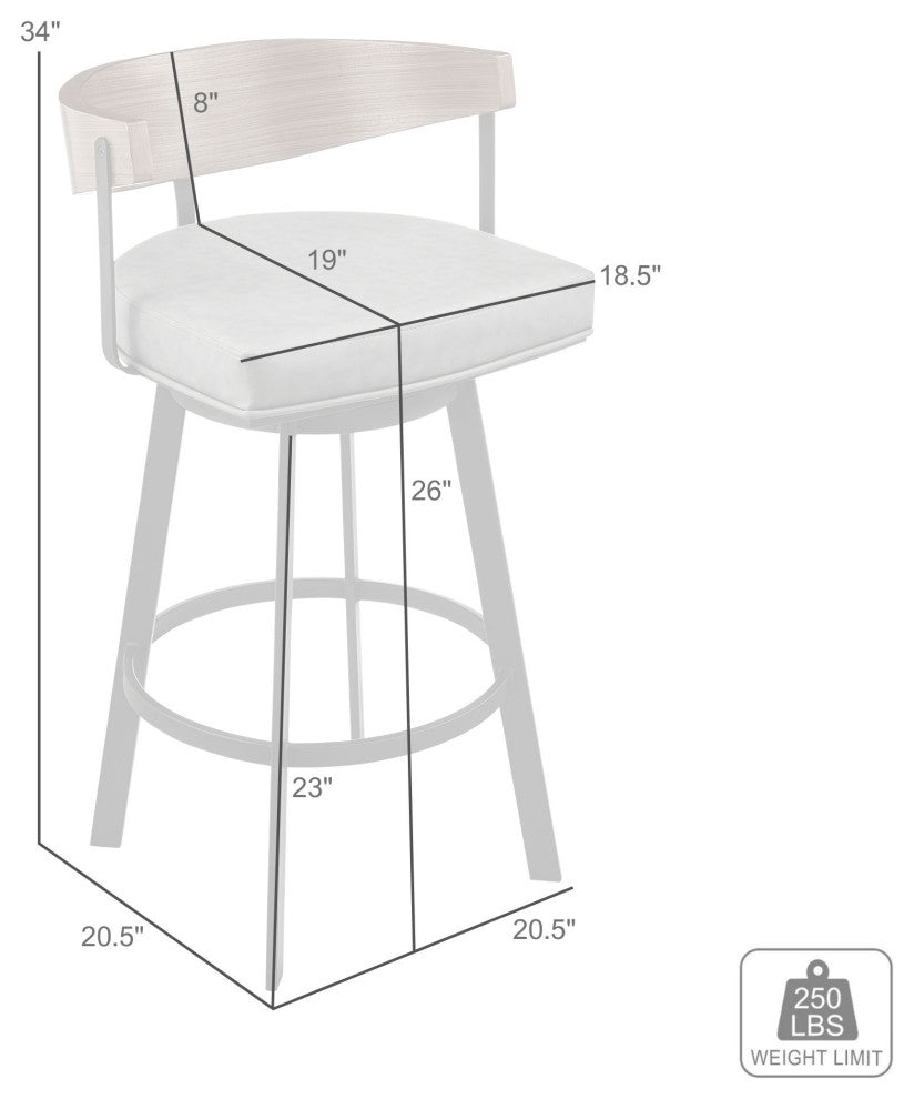 Lacey Swivel Stool, Black/Walnut Finish & Black Faux Leather, Counter, 26"
