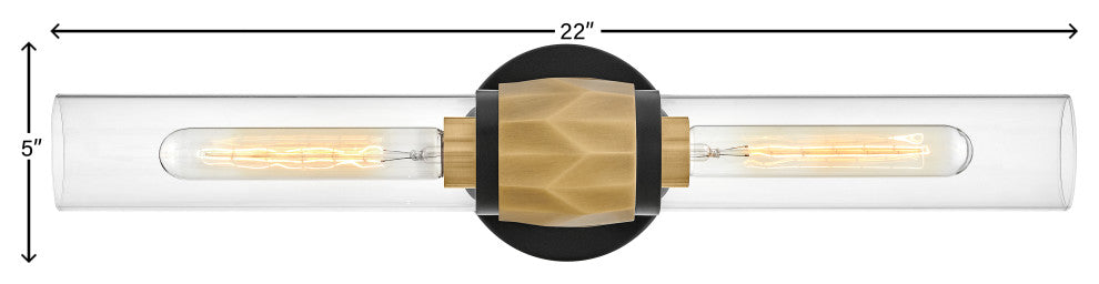 Hinkley Ellison Large Two Light Vanity, Black