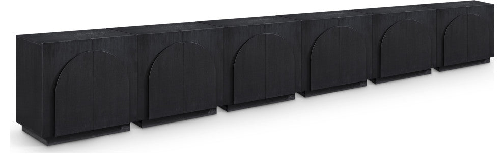 Navona Oak Veneer Sideboards / Buffet, Black, 6pc