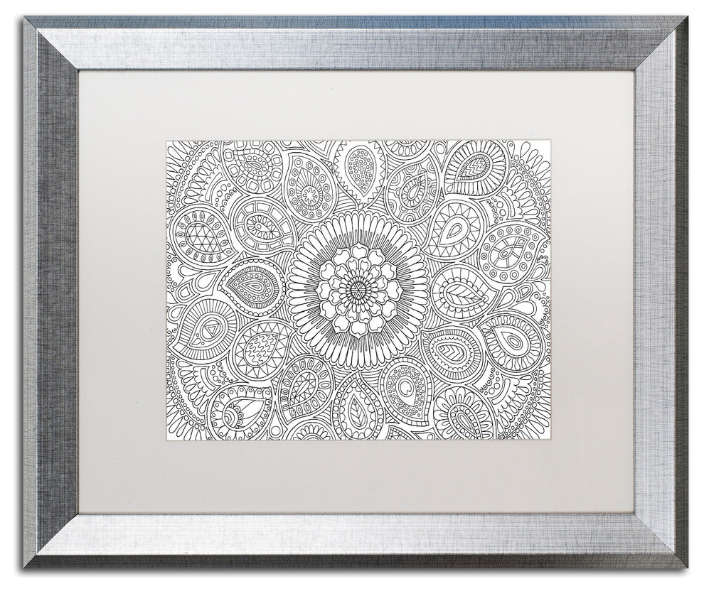 Hello Angel ''Paisley Mandala'' Art, Silver Frame, White Mat, 20x16
