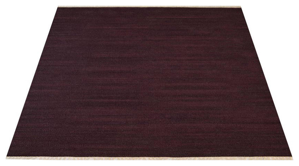 HAND WOVEN FLAT WEAVE KILIM WOOL ECO-FRIENDLY AREA RUGS, Rectangle, Plum, Solid, Plum, [Square] 8'x8'