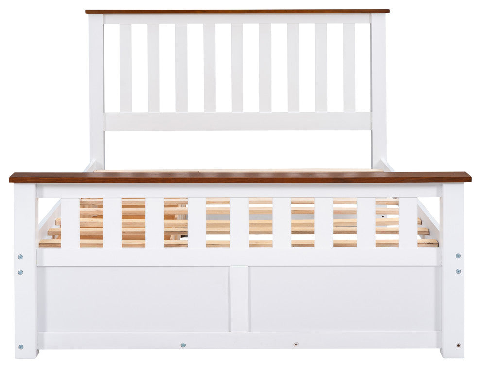 Gewnee Full Size Wood Platform Bed with Two Drawers in White