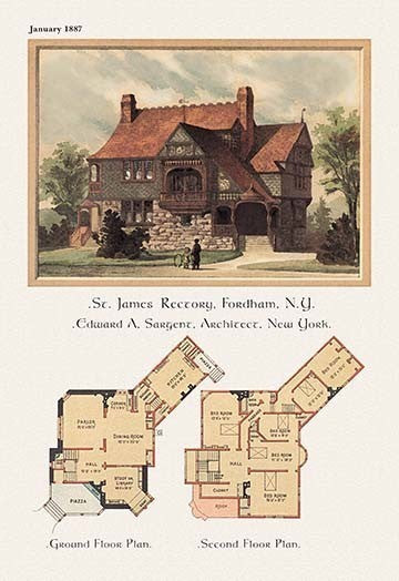 St. James' Rectory, Fordham, New York- Canvas Poster 20" x 30"