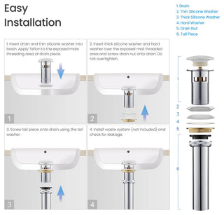 Pop Up Drain Stopper Full Cover With Overflow, KPW102, Ceramic White