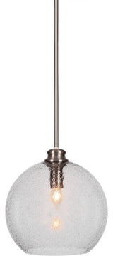Kimbro 1-Light Stem Hung Pendant, Brushed Nickel/Smoke Bubble