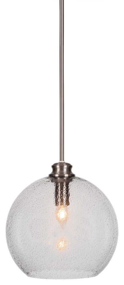 Kimbro 1-Light Stem Hung Pendant, Brushed Nickel/Smoke Bubble