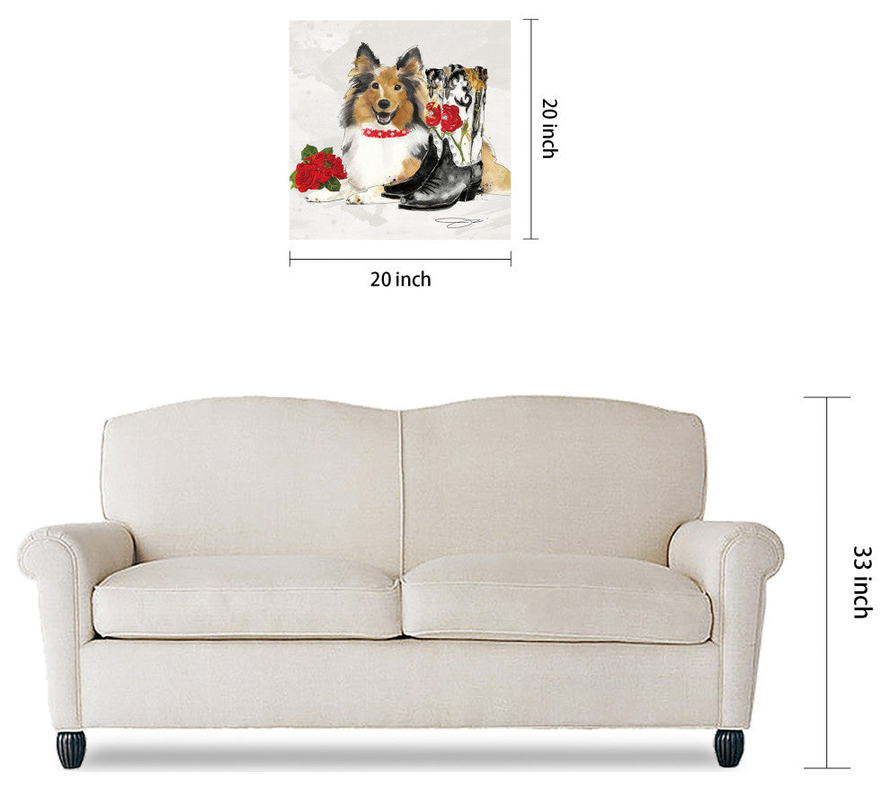 "Collie" Dog Wall Art Graphic Print Frameless Free Floating Tempered Glass Panel