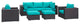 Modway Convene 7 Piece Outdoor Patio Sectional Set, Espresso Turquoise
