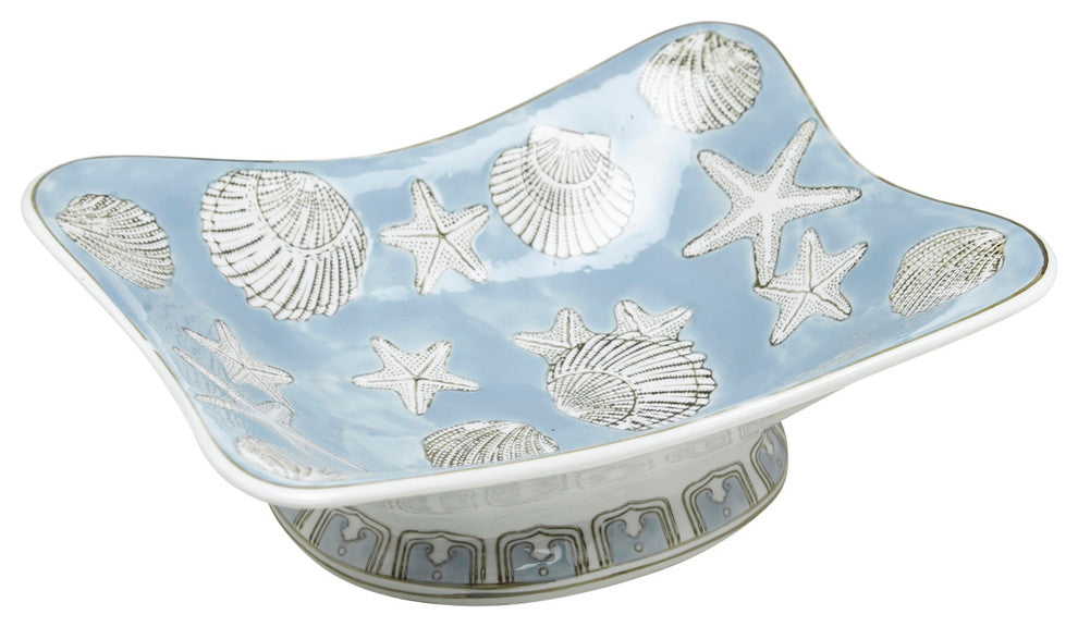 Square Light Blue and White Bowl