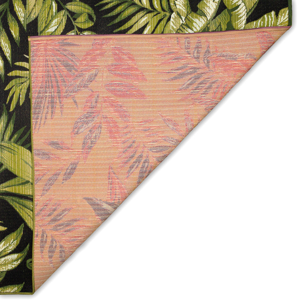 Marina Jungle Leaves Indoor/Outdoor Rug, Black, 8'10"x11'9"