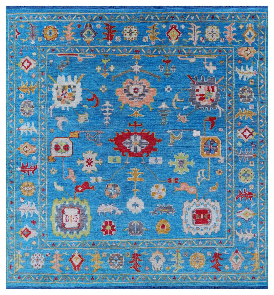 9' Square Turkish Oushak Hand Knotted Rug - Q13326
