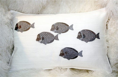 Pillow Decor - Silver Fish 14 x 20 Throw Pillow