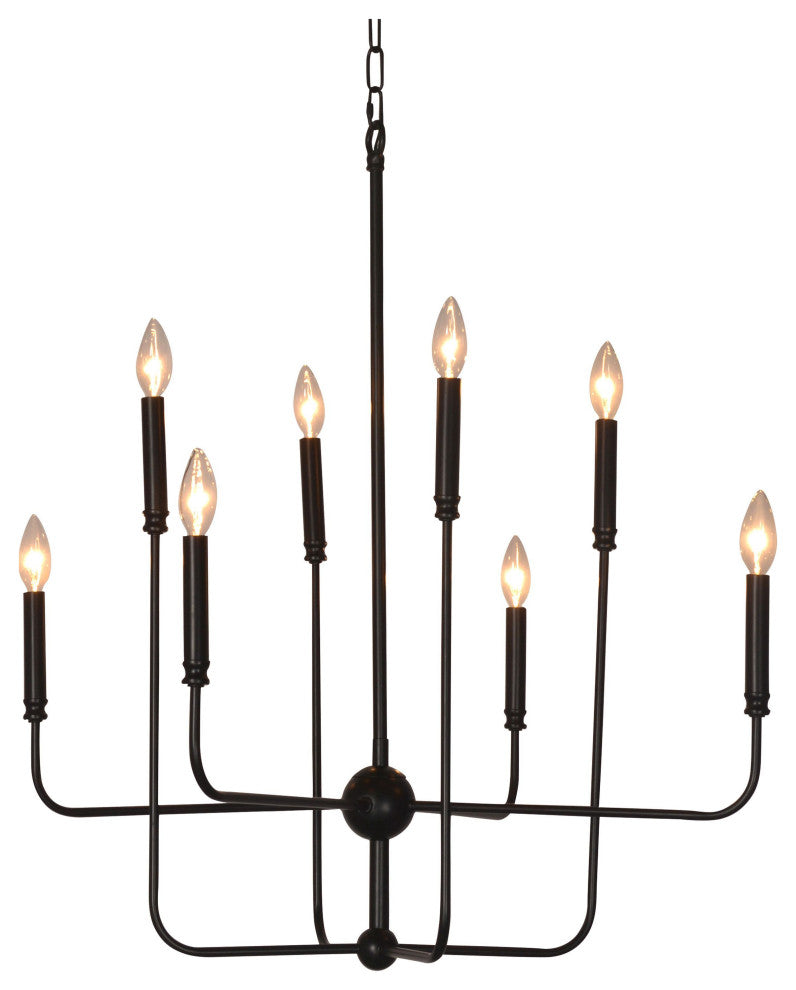 Ashton Modern Tiered Chandelier, Matte Black
