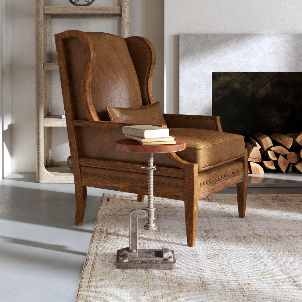 Ellis Adjustable Pedastal Side table, Silver