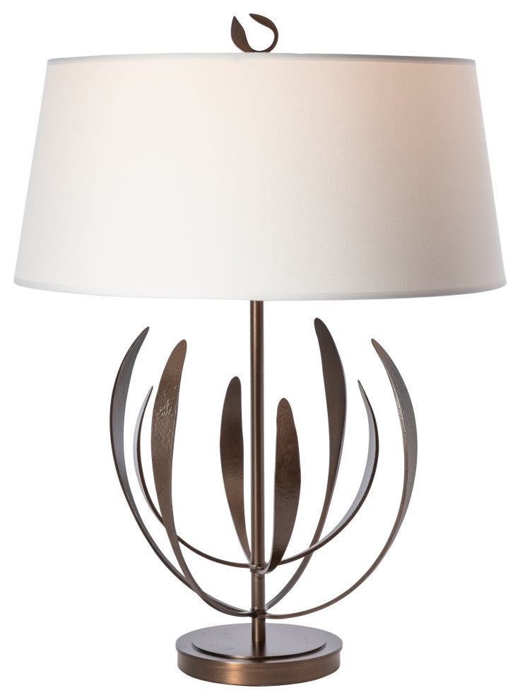 Dahlia Table Lamp, Bronze Finish, Natural Anna Shade
