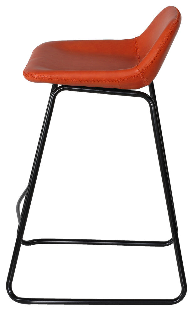 Cortesi Home Ava Counterstools In Faux Leather, Set of 2, Terracotta