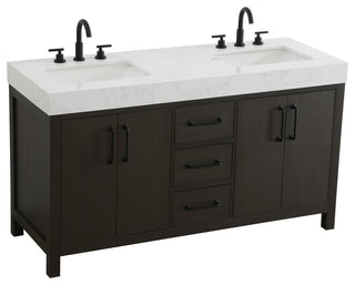Home Living 60" Double Bathroom Vanity, Mocha Brown