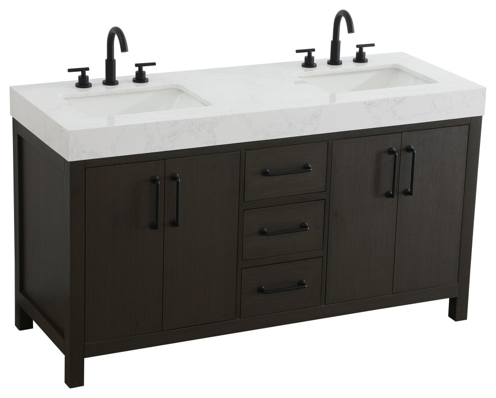 Home Living 60" Double Bathroom Vanity, Mocha Brown
