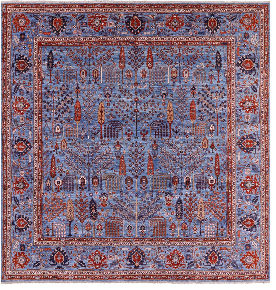 9' Square Persian Ziegler Hand Knotted Wool Rug Q10403