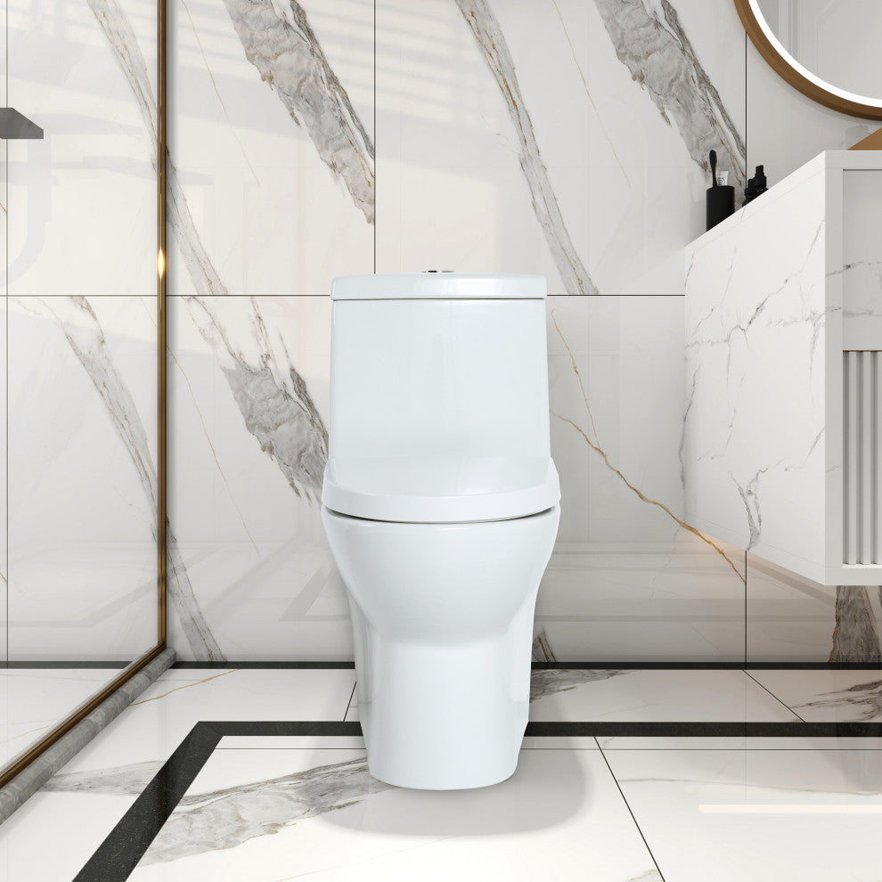 28 Inch Ceramic One Piece Toilet With Soft Close Seat
