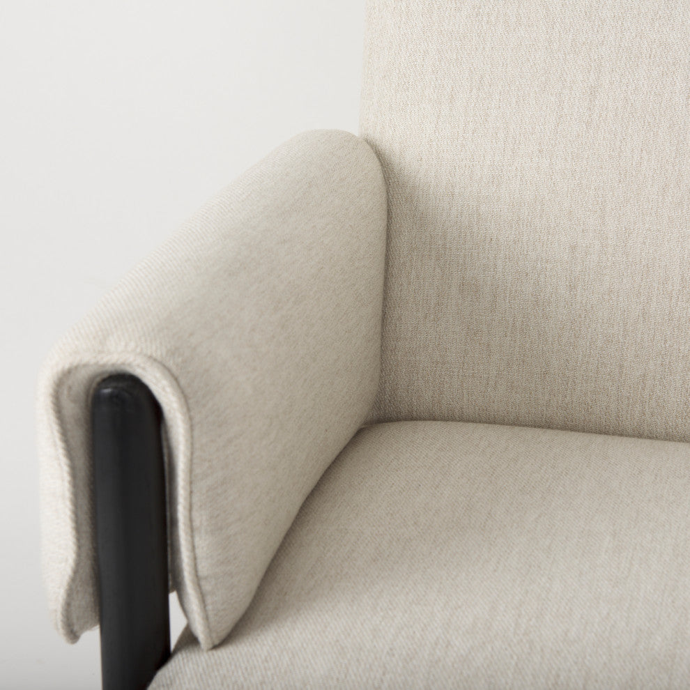 Ashton Beige Twill Fabric w/ Black Solid Wood Accent Chair