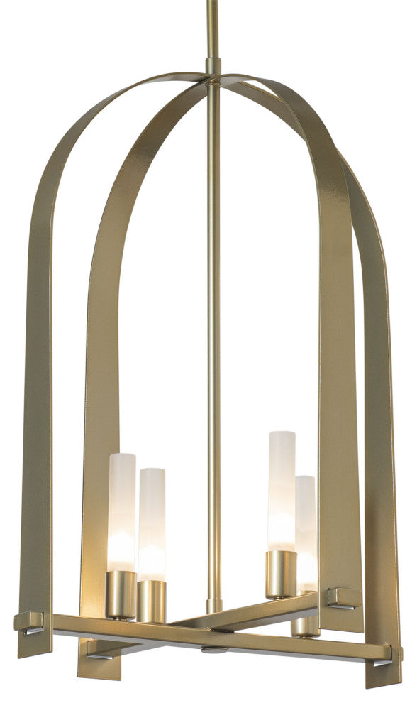 Triomphe 4-Light Pendant Frosted Glass, Modern Brass