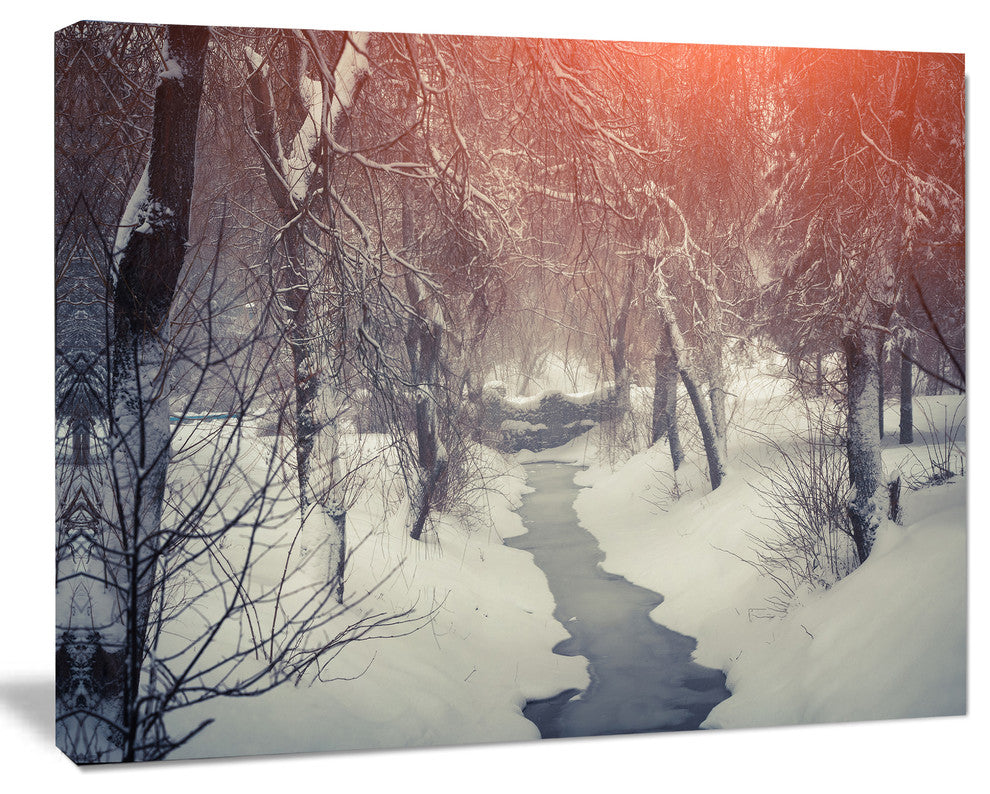 Beautiful Snowfall in City Park, Landscape Canvas Art Print, 20"x12"