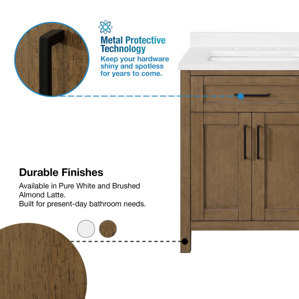 OVE Decors Tahoe 48" Double Sink Bathroom Vanity, Almond Latte
