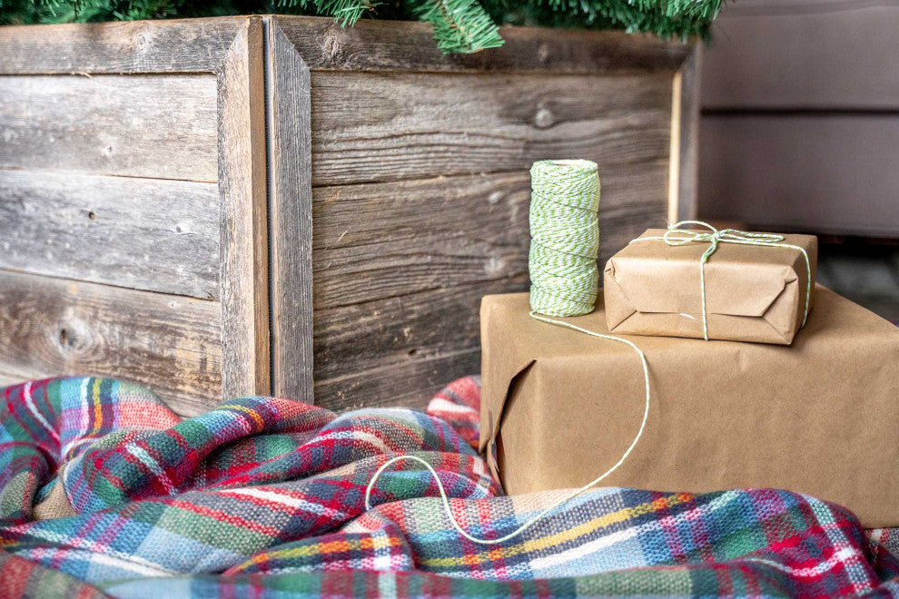 HomeRoots 28" Square Natural Weathered Gray Christmas Tree Collar