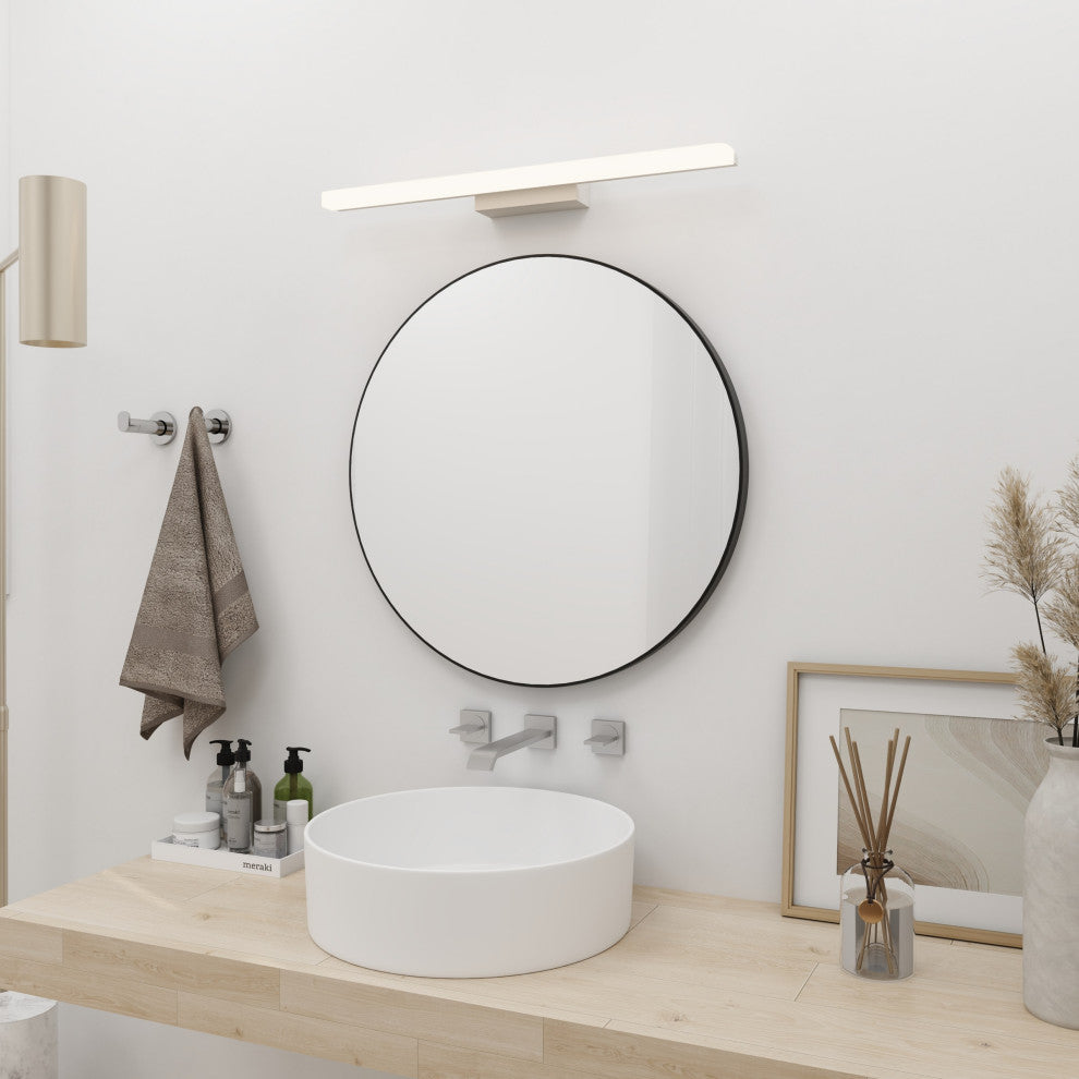 BNK 24 Inch Round Wall-Mirror, Black Metal Frame Wall Mounted Circle Mirror