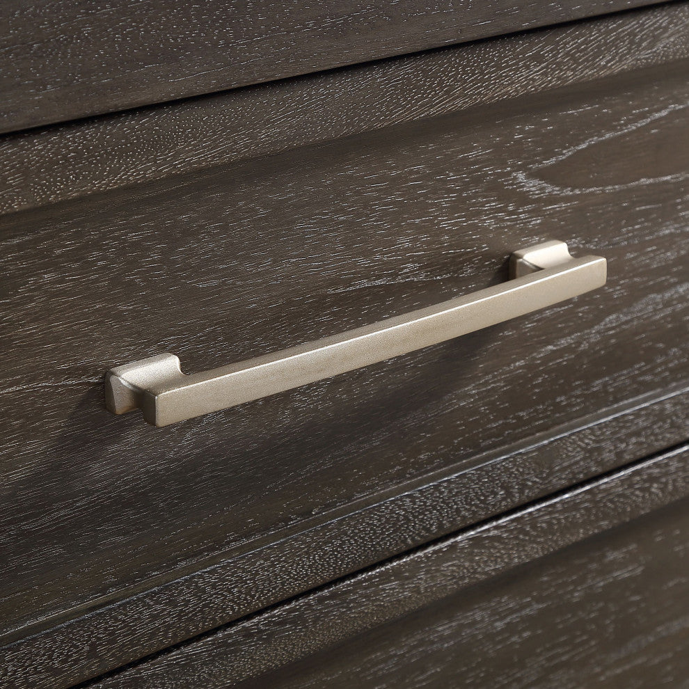 Close-up side/edge view of drawer handle on white background; cropped feature shot.