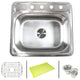 25"x22"x9" Topmount Drop-In Stainless Steel Single Bowl Kitchen Sink Combo