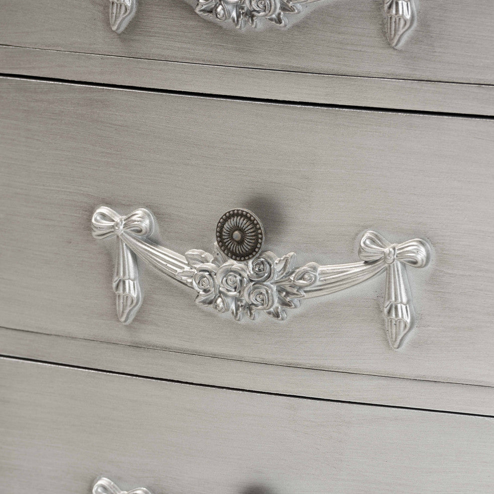 Callen Classic and Traditional Brushed Silver Finished Wood 3-Drawer Nightstand