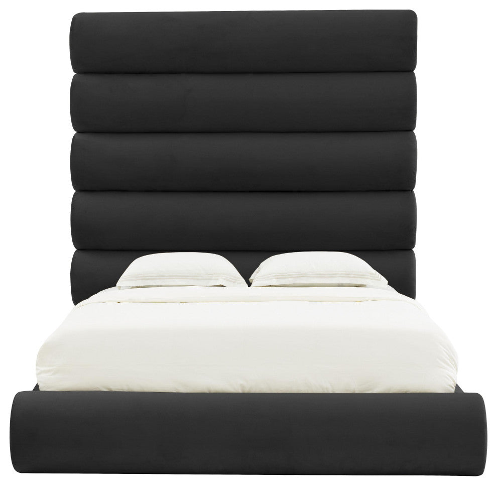 Durwin Black Velvet Bed in Queen