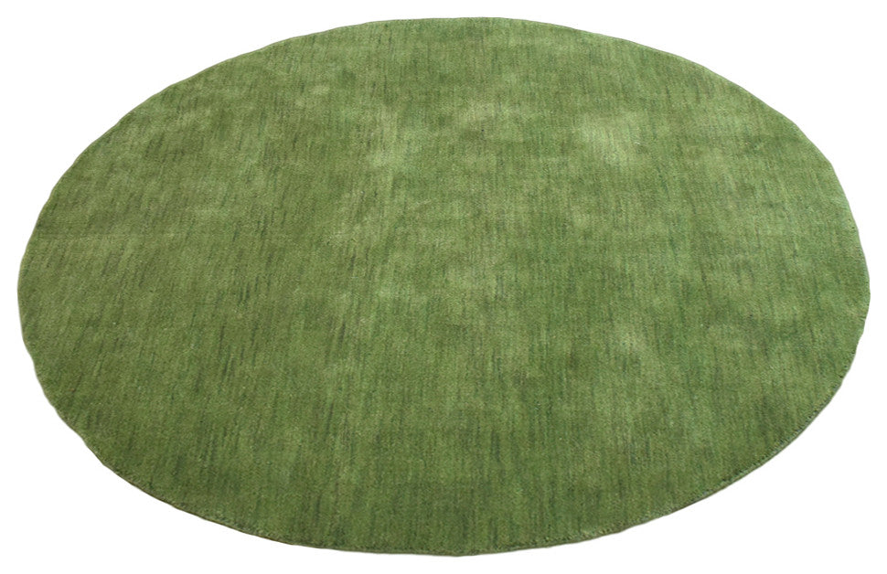 HAND KNOTTED LOOM WOOL ECO-FRIENDLY AREA RUGS-Round,Green,Solid Design