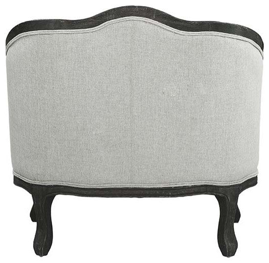 Acme Samael Chair With Pillow Gray Linen and Dark Brown Finish
