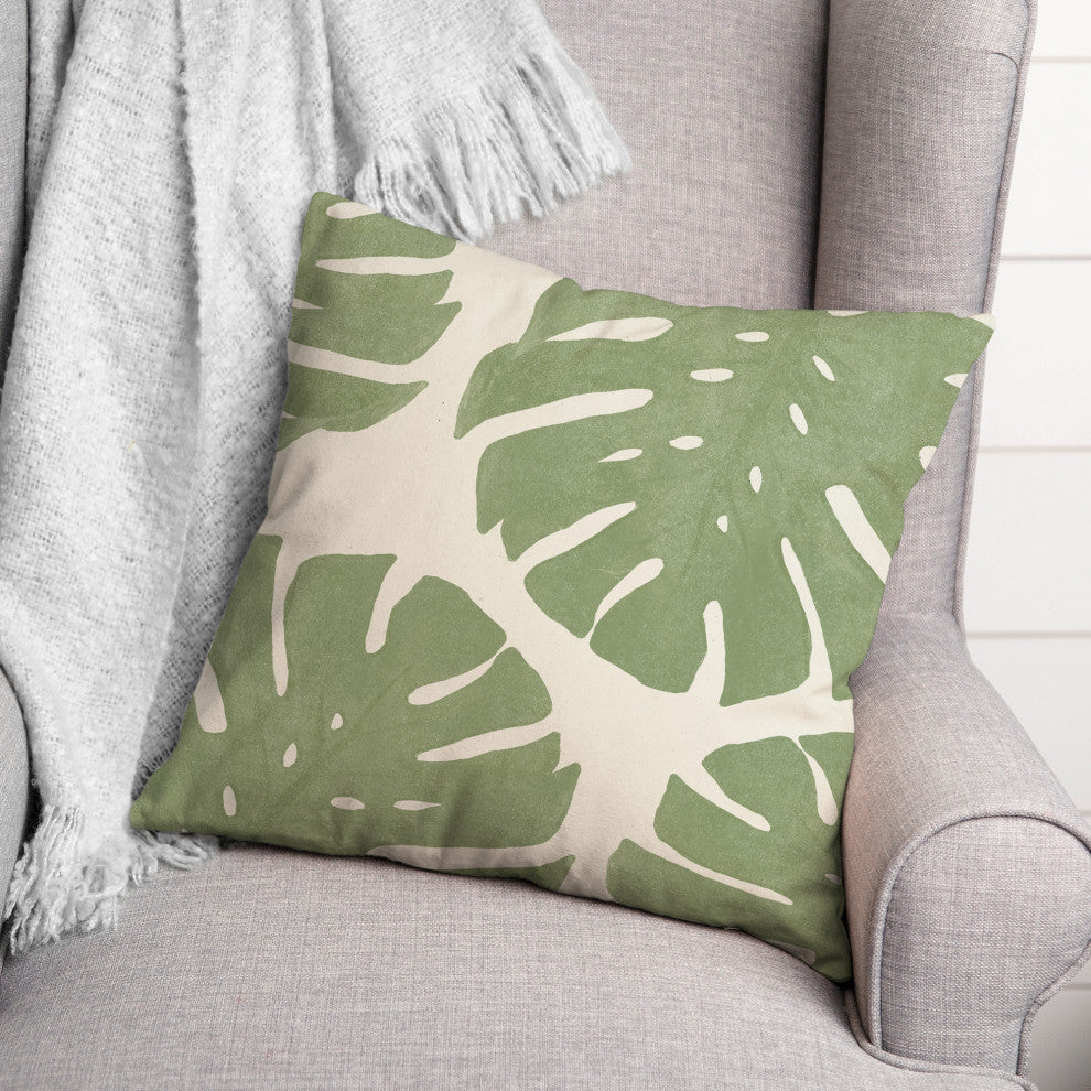 Big Green Monstera 18x18 Spun Poly Pillow