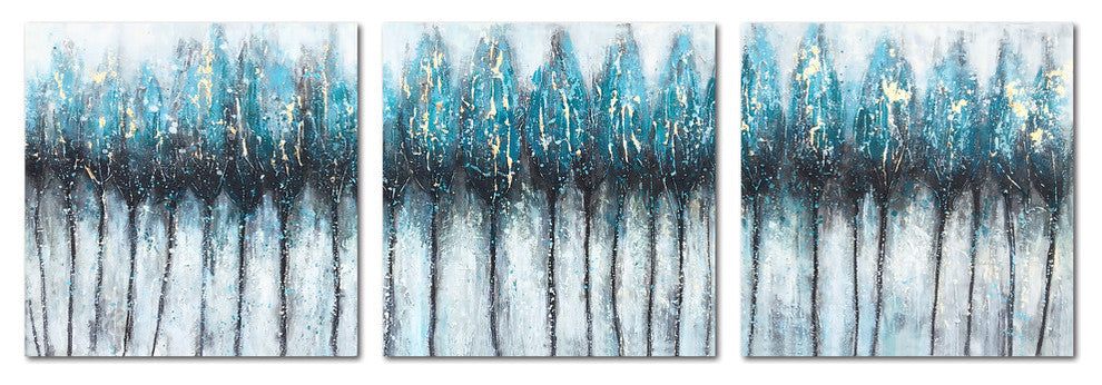 "Blue Falls" Hand Painted Canvas Art, 60"x20"