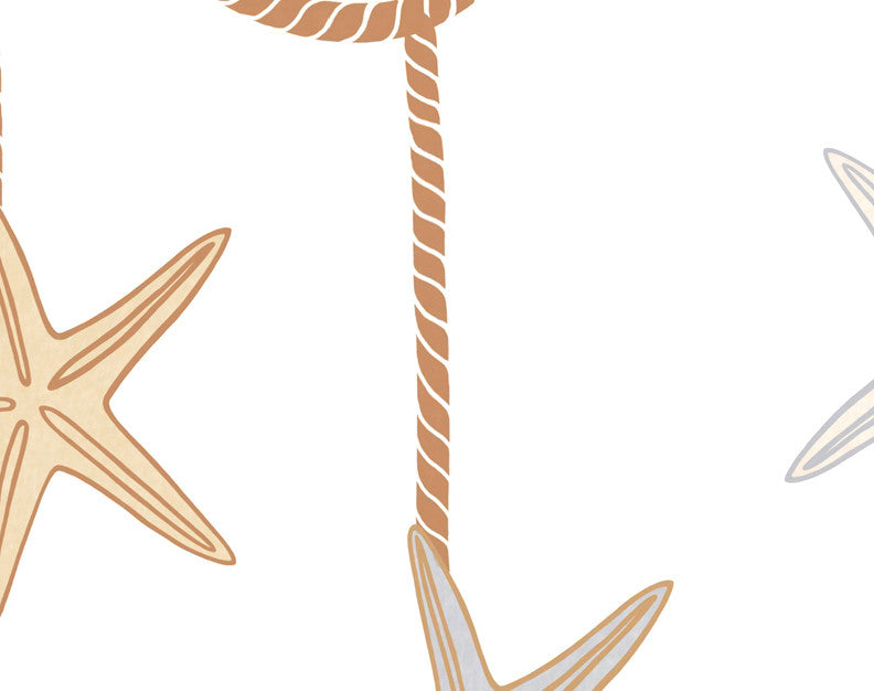 Starfish Ornaments Decorative Holiday Geometric Print Hand Towel, Gold