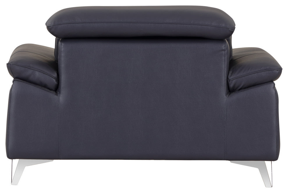 Lazio Contemporary Genuine Italian Leather Chair Navy