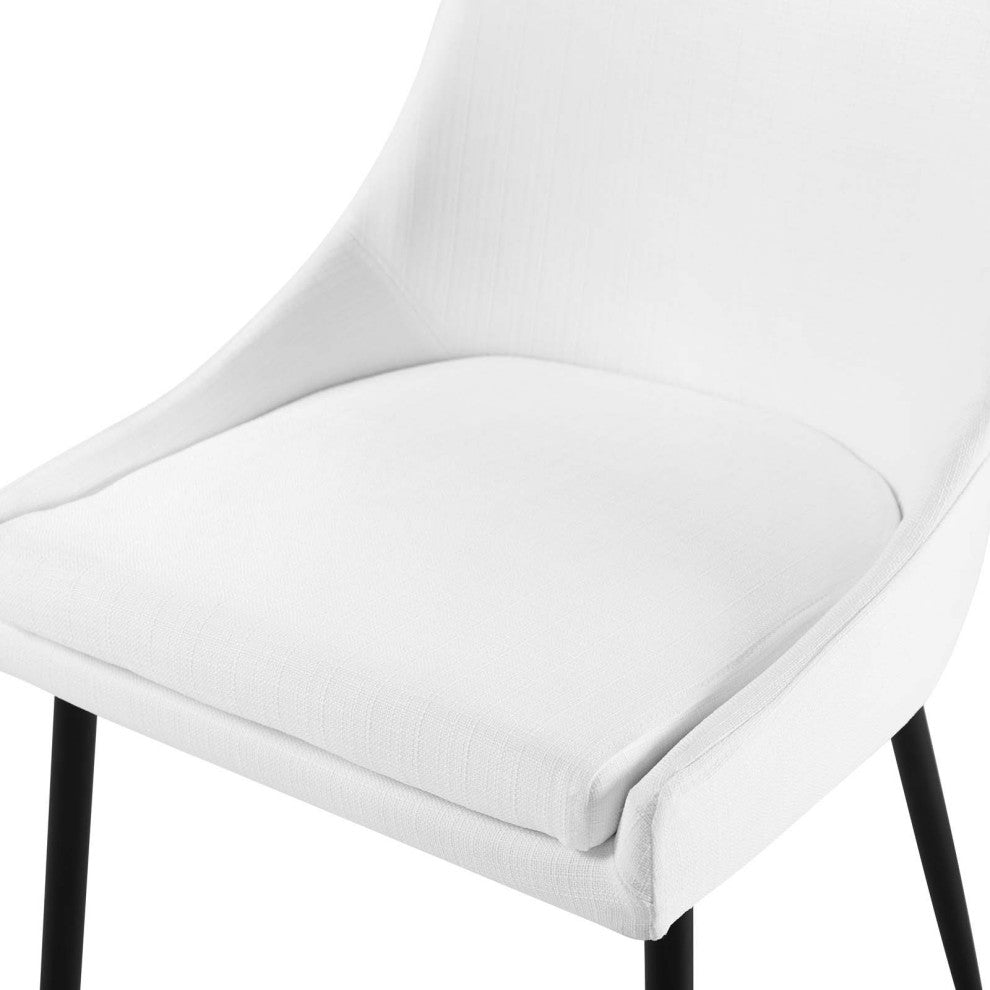 Side Dining Chair, Set of 2, Fabric, Metal, Black White, Cafe Bistro Restaurant