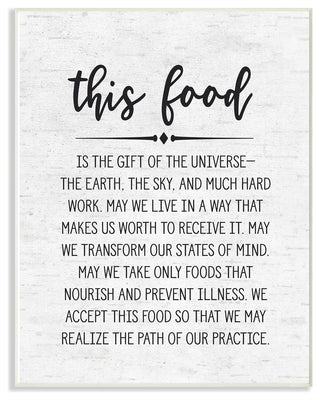This Food Prayer Subtle Birch Typography Wall Plaque Art, 10"x15"