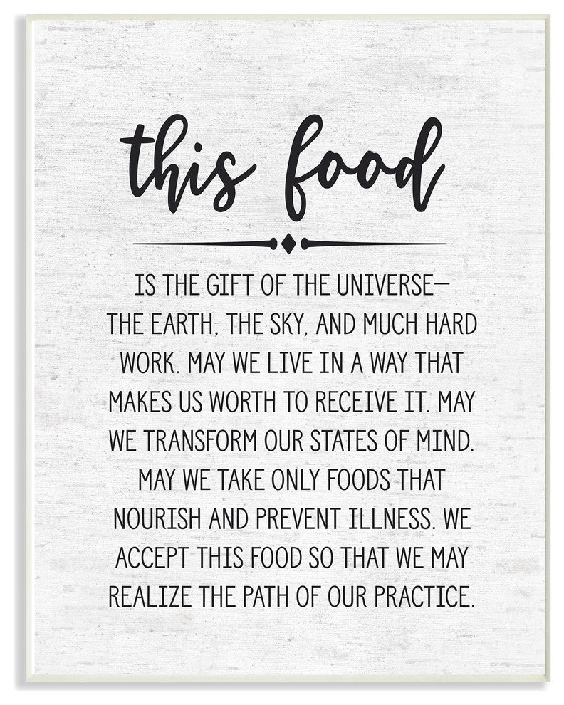 This Food Prayer Subtle Birch Typography Wall Plaque Art, 10"x15"