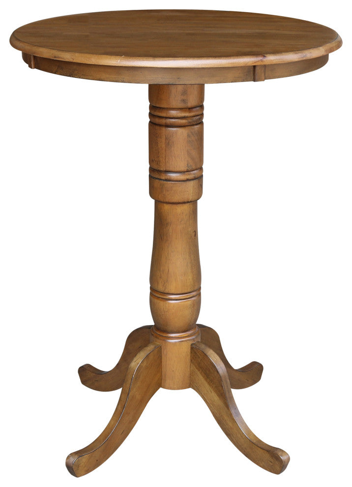 30" Round Top Pedestal Table, Pecan