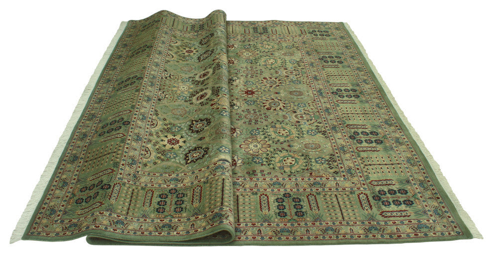 Pak-Persian Merve Green/Black Rug, 8'0x10'3
