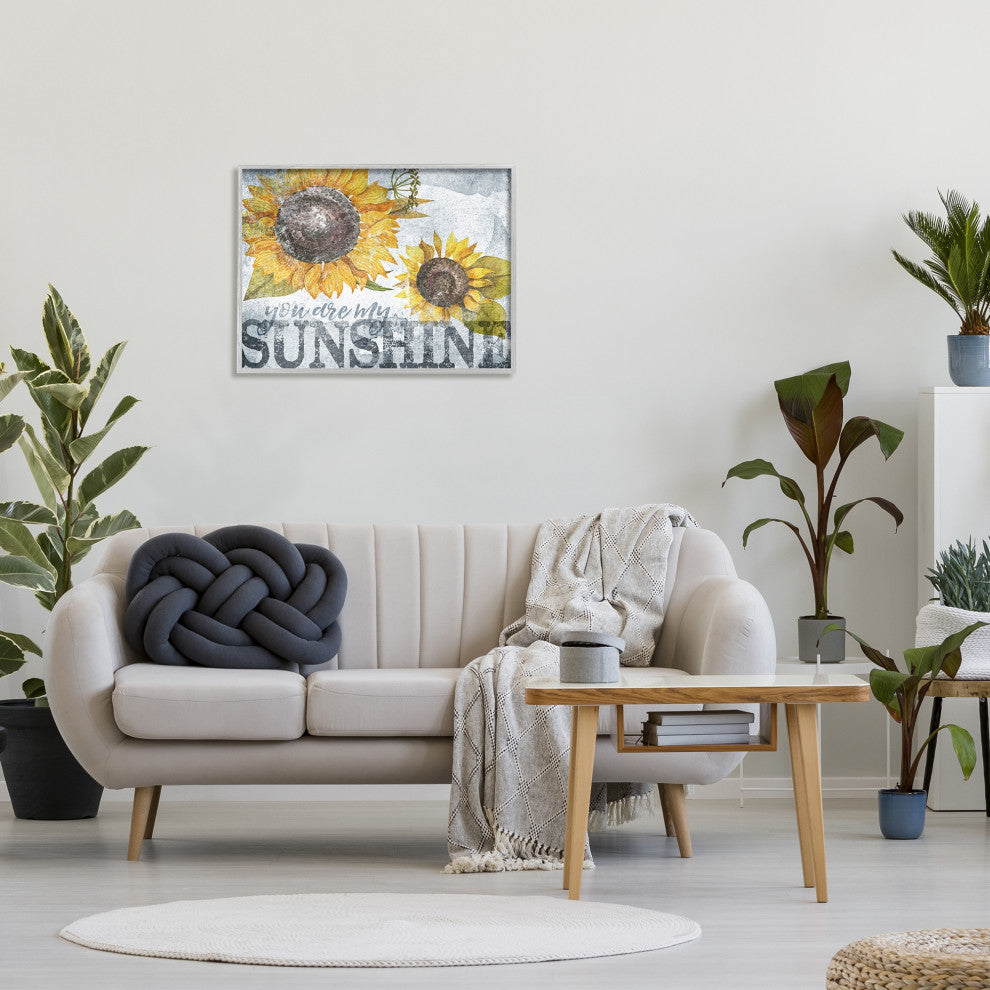 You Are My Sunshine Quote Distressed Sunflower Design, 30 x 24