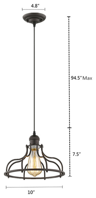 CHLOE JAXON Industrial-style 1 Light Rubbed Bronze Ceiling Mini Pendant 10"