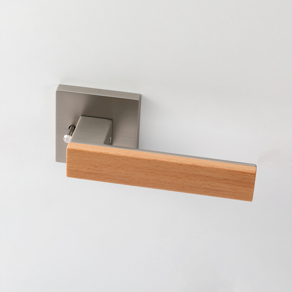 Modern Heavy Duty Designer Interior Door Lever - Summit Collection, Satin Nickel, Privacy Right Hand